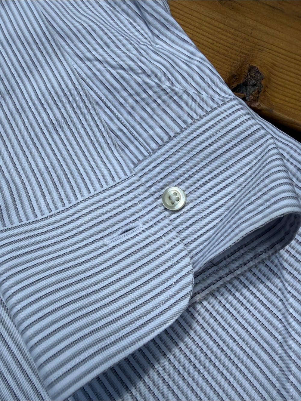 Brooks Brothers Men's Brown and White Pinstripe Dress Shirt - Picture 5 of 6